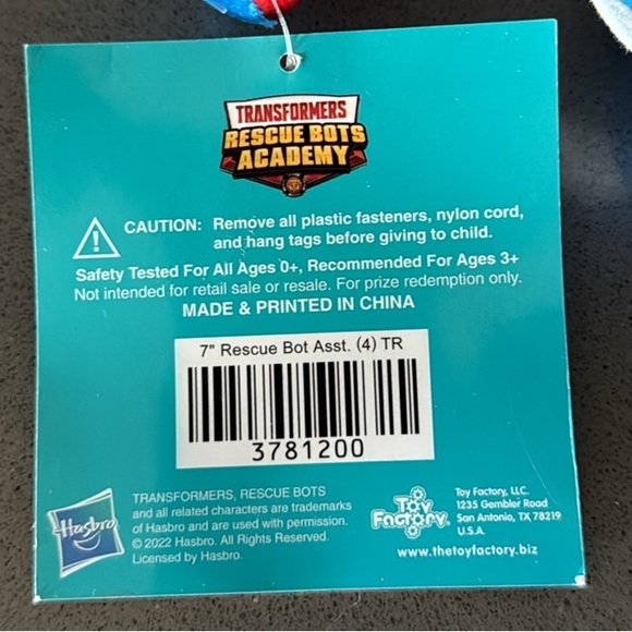 Transformers Rescue Bots Academy OPTIMUS PRIME Plush / Hasbro / 7” / BRAND NEW - Picture 13 of 15